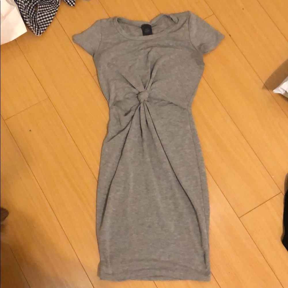Grey jersey material knot waist tight dress